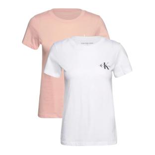 T-shirts Blanc/Rose Femme Calvin Klein Jeans Slim pas cher
