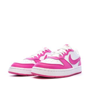 Baskets Blanches/Roses Fille Nike Court Borough vue 6
