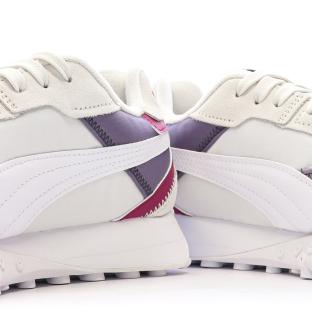 Baskets Blanches/Violettes Femme Puma Blktop vue 7