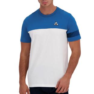T-Shirt Blanc/Bleu Homme Le Coq Sportif Heritage pas cher