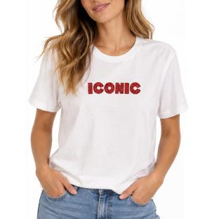 Weißes Damen-T-Shirt „Mutter und Tochter“ mit rotem Iconic-Bandana Ansicht 0