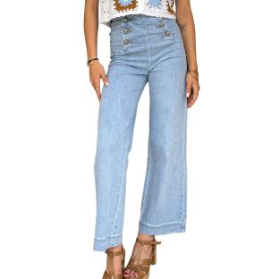 Jean Wide Bleu Femme Oraije Victorine vue 0