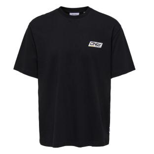 T-shirt Noir Homme Only & Sons print Logo pas cher