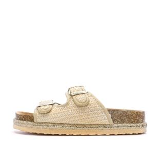 Sandales Beige Femme Lemon Bay Double Brides Naturel pas cher