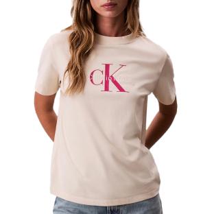 T-Shirt Beige Femme Calvin Klein Jeans Hero vue 0