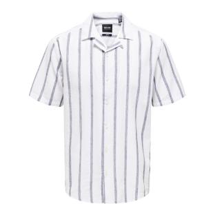 Chemisette Blanche/Gris Homme Only & Sons Stripe pas cher