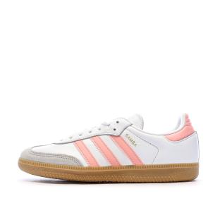 Samba OG Baskets Blanc/Rose Mixte Adidas pas cher