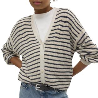 Gilet Marine/Beige à Rayures Fille Vero Moda Newlex pas cher