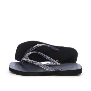 Tongs Noires Femme Havaianas Hav Square Logo Met pas cher