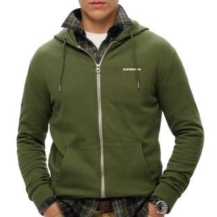 Sweat Zippé Kaki Homme Superdry Plain Hood pas cher