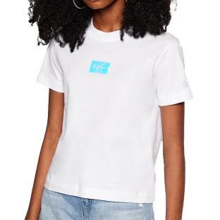 T-shirt Blanc Femme Calvin Klein Shine Badge pas cher