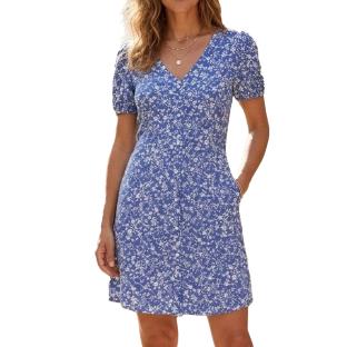 Robe Bleu/Blanche à fleurs Femme Only Nova vue 0