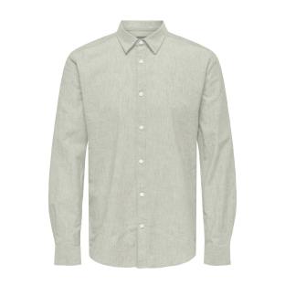 Chemise  Grise/Verte Homme Only & Sons  Solid Linen pas cher