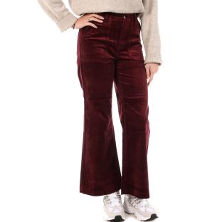 Pantalon en Velours Prune Femme Oraije Flare pas cher