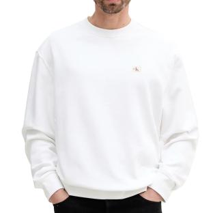 Sweat Blanc Homme Calvin Klein Jeans Badge Terry pas cher