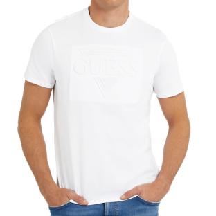 T-shirt Blanc Homme Guess Embossed pas cher