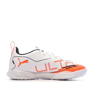 Chaussures de football Blanches/Oranges Garçon Puma Ultra 5 Play vue 0