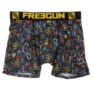 Boxer Noir/Bleu/Jaune à Imprimés Homme Freegun MAS pas cher