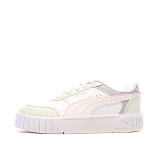 Basket Blanches/Mauves/Jaunes Fille Puma Carina Mia vue 0