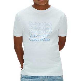 T-Shirt Bleu clair Garçon Calvin Klein Jeans Stacked vue 0