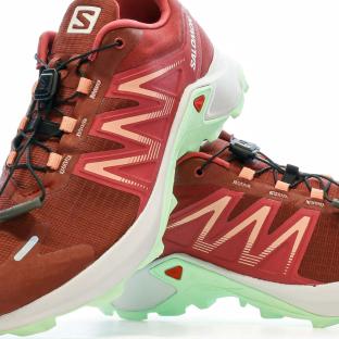 Chaussures de trail Rouge/Vert Femme Salomon Sagacross vue 7