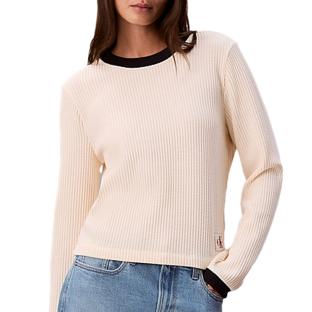 Pull Beige Femme Calvin Klein Jeans Waffle vue 0