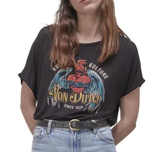 T-shirt Noir Femme Von Dutch Feu pas cher