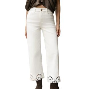 Jean Wide Blanc Femme Oraije Nola vue 0