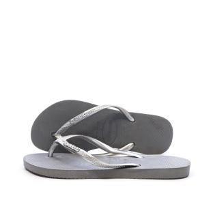 Tongs Gris Femme Havaianas Slim Logo Infradito vue 0