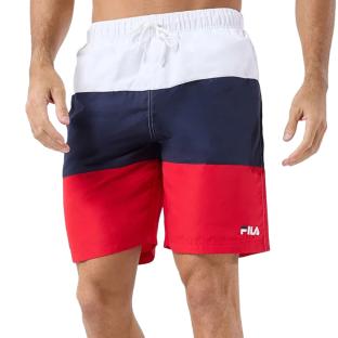 Short de bain Marine/Blanc/Rouge Homme Fila Swim pas cher