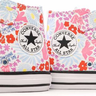 Baskets Blanches à fleurs Fille Converse All Star Easy On Floral vue 7