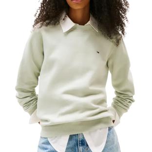Sweat Vert Femme Tommy Hilfiger Flag Crew pas cher