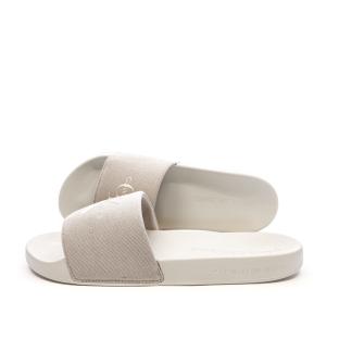 Claquettes Blanche/Grise Homme Calvin Klein Jeans Slide Monogram pas cher