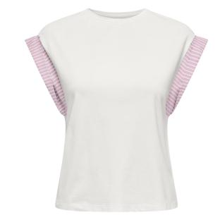 T-Shirt Blanc/Rose Femme Only Dawn vue 0