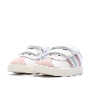 Baskets Blanches/Roses/Grises Fille Adidas Court 3.0 vue 6