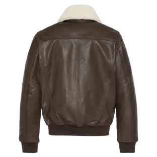 Veste en Cuir Marron Homme Schott Flight vue 2