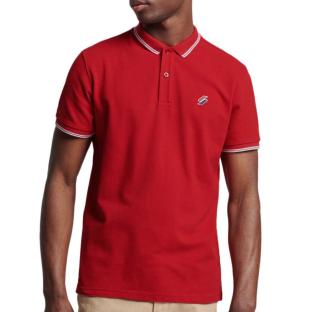 Polo Rouge Homme Superdry Code Essential pas cher