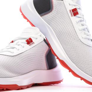 Zapatillas de golf para hombre PUMA Fusion Crush Sport, en blanco y rojo ver 0