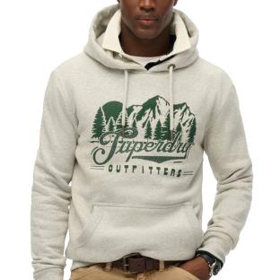 Sweat Gris Chiné/Vert Homme Superdry Outfitters pas cher