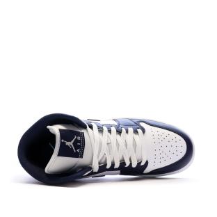 Air Jordan 1 Mid Blanche/Marine Homme Nike vue 4