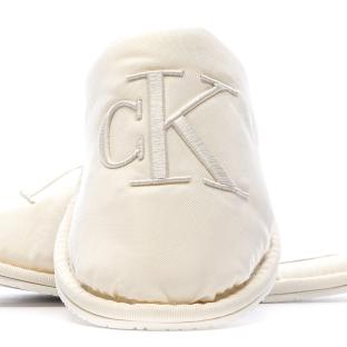 Chaussons Blanc Femme Calvin Klein Jeans Slipper Satin Moire vue 7