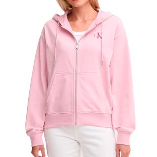Sweat Zippé Rose Femme Calvin Klein Jeans Monologo French pas cher