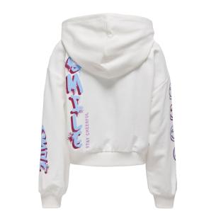 Sweat à Capuche Blanc Fille Kids ONLY Smile Life vue 2
