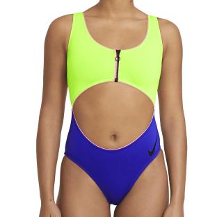Maillot de bain 1 pièce Jaune/Bleu Femme Nike Cutout pas cher