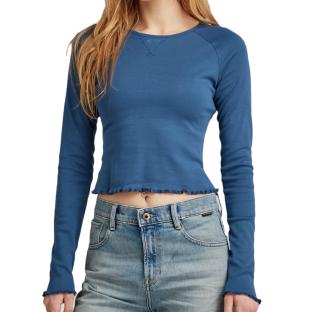 T-shirt Manches longues Bleu Femme G-Star Cropped Baby Sis Raglan vue 0