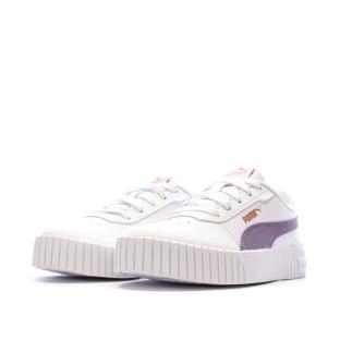 Baskets Blanc/Rose Fille Puma Carina vue 0