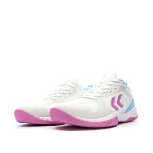 Chaussures de sport en salle Blanches/Rose/Bleu Femme Hummel Speed Court vue 6