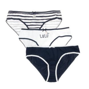 Lote de 3 braguitas de mujer Lulu Castagnette Azul marino/Blanco ver 0