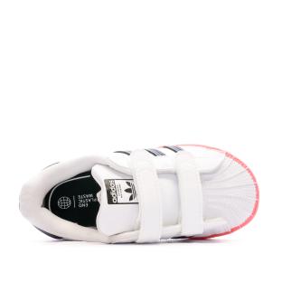 Baskets Blanches/Roses Fille Adidas Superstar Cf vue 4