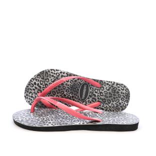 Tongs Gris/Rose Femme Havaianas Hav Slim Leopard pas cher